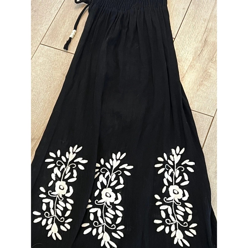 VaVa by Joy Han Maxi Dress Womens XS Black White Embroidered Boho Peasant Hippie - Picture 7 of 9